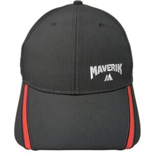 Maverik Snapback Black One Size Hat Adventure's First Stop Logo Red Stripe